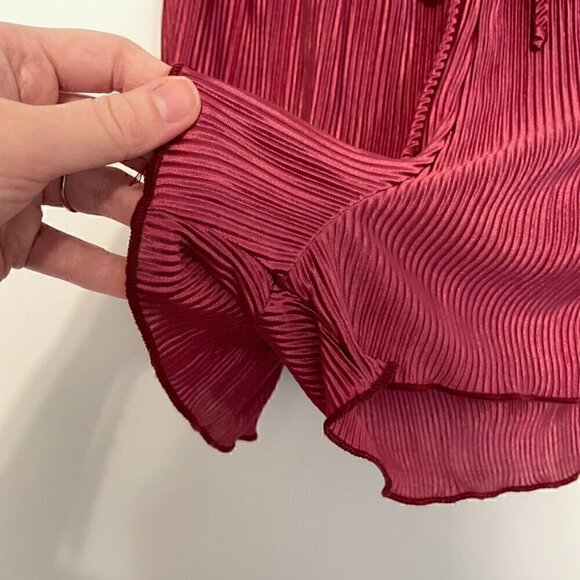 FASHION NOVA Julia Plisse Short Set Mauve Berry Satin Shiny Pull On SHORTS ONLY! - Picture 8 of 12